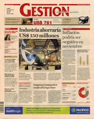 Descargar en tarifas en Excel y la informacion sobre el nuevo formato de GESTION, El diario de Negocios del Peru