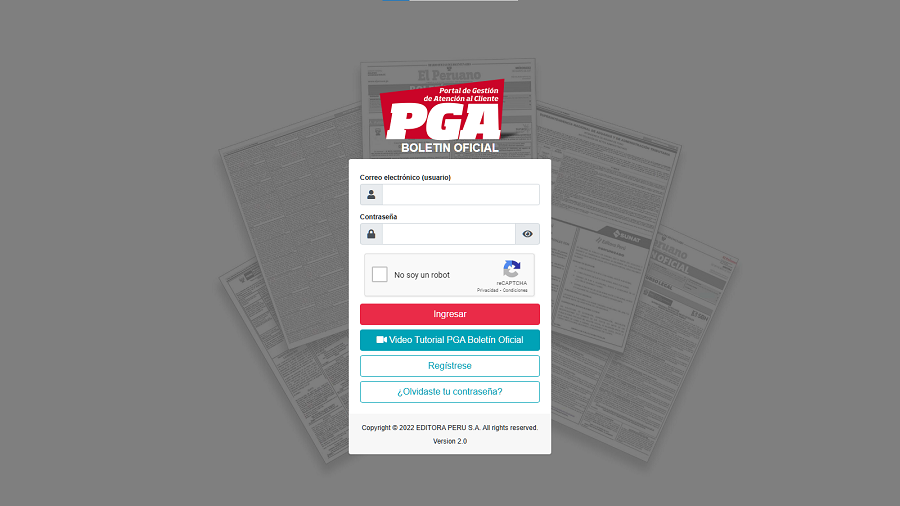 Plataforma PGA como procedimiento obligatorio para publicar en El_Peruano Plataforma PGA como procedimiento obligatorio para publicar en El_Peruano