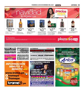 Pagina de Aviso en Preferenciales 6x2 en Trome para FRUTOS Y ESPECIAS SAC - Conservas Arica